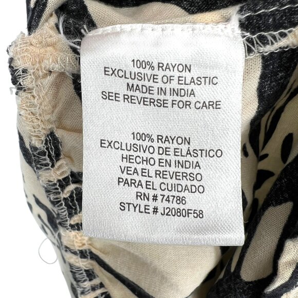 Patrons Of Peace Tropical Leaf Print V-Neck Sundress Ivory Black Size XS - Picture 10 of 12